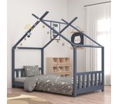 Estructura de cama infantil gris madera maciza de pino 70x140 cm