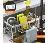 Estante de almacenamiento para fregadero de acero inoxidable, estante de almacenamiento para baño, esponja, fregona, trapo