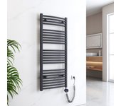 Emke radiador toallero eléctrico h.120 × a.50 cm con resistencia termostática, radiador secatoallas electrico 500 w antracita