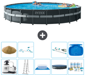 Paquete de piscina - intex - alrededor - 732x732x132 cm + accesorios a3009