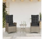 Vidaxl sillones reclinable jardín y cojines 2 uds ratán sintético gris