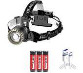 Linterna frontal led recargable usb-c, ultra potente 90.000 lúmenes, 4 modos, linterna frontal con sensor, batería de 6000 mah, zoom ip65, impermeable