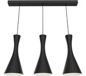 Lumicom | jaqueline lineare lámpara pendiente, 3x e27, max 42w, metal, negro mate/blanco, l.90cm x h.45cm