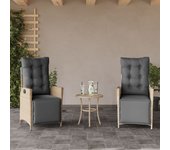 Maison exclusive - sillón reclinable jardín reposapiés 2 uds ratán pe beige mezcla