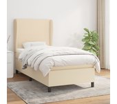 Cama con somier y colchón crema 90x190 cm tela