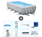 Paquete de piscina - intex - rectángulo - 400x200x100 cm + accesorios a2490