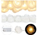 Relaxdays guirnalda de flores led, 20 luces led, iluminación de bodas, blanco cálido, blanco