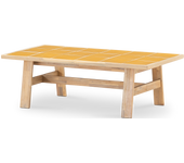Mesa baja jardin 125x65 de madera y ceramica mostaza - bisbal