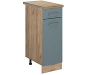 Vicco mueble bajo de cocina r-line, gris azulado, 30 cm , et roble