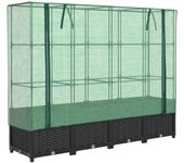 Jardinera，arriate ，macetacon cubierta invernadero aspecto ratán 160x40x138 cm cfw95400