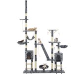 Rascador para gatos con poste de sisal 230-250 cm huellas gris