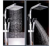 Auralum max columna ducha termostática sistema,altura ajustable conjunto ducha con ducha de mano/ducha de cabeza cuadrada,38°c anti-quemadura,cromo