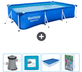 Paquete de piscina - bestway - rectángulo - 300x201x66 cm + accesorios cb87
