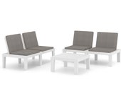 Set de muebles de jardín 3 piezas | conjunto de comedor | conjunto de descanso con cojines plástico blanco cfw335878