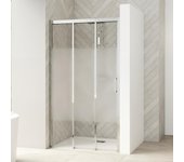 Puerta de ducha extensible reversible kinedo smart design 1 corredera y 1 gancho max 87cm alto 2.00m perfil cromado cristal transparente