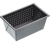 Masterclass crusty bake 1lb perforated loaf tin con ptfe, pfoa e bpa free non stick, robusto acciaio al carbonio spesso 1mm, 15 x 9 x 7cm box sided br