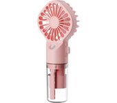 Ventilador de mano 2 en 1 con nebulizador, miniventilador con batería recargable usb-c, 4 velocidades ajustables (rosa)