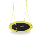Relaxdays columpio jardín nido de altura ajustable para niños y adultos, hasta 100 kg, amarillo, ø 110 cm