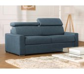 Sofá cama de 3 plazas de apertura rápida de tela vizir - azul - cama 140 cm - colchón de 18 cm
