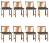 Sillas de jardín 8 piezas con cojines madera maciza de teca