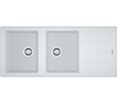 Franke basis bfg 621 fregadero 116x50cm con doble seno y escurridor reversible, fragranit+, blanco (bfg621b)