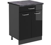 Vicco mueble bajo de cocina r-line, negro brillo intenso, 60 cm ap antracita