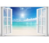 Cuadro ventana foto laguna y playa de reve - made in france - 80x50cm