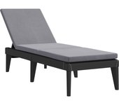 Tumbona de jardín | tumbona de exterior | silla con cojín pp gris antracita 186x60x29 cm cfw601245