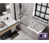 Bañera rectangular empotrada blanca - free head rest - quadro slim - 190x90
