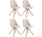 Pack de 4 sillas de comedor toulouse square en tela crema|natural