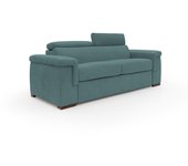 Giunone sofá cama convertible con colchón de 18 cm y reposacabezas reclinables en tejido impermeable 220 cm (mat. 140x197 cm) azul petróleo
