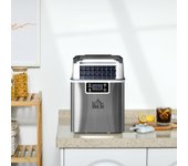 Máquina de hielo, programa de limpieza automático, acero inoxidable, 20 kg de hielo en 24 horas, máquina eléctrica para hacer
