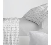 Juego de sábanas burrito blanco diseño 139 , 50% algodón- 50% poliéster ancho de 105 cm en color gris
