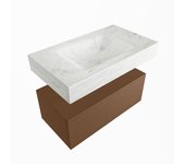 Mondiaz alan-dlux 80cm mueble de baño rust 1 cajón. con lavabo cloud centro sin orificios color opalo