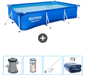 Paquete de piscina - bestway - rectángulo - 300x201x66 cm + accesorios cb57