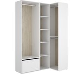 Conjunto armario-vestidor rincón con zapatero suit blanco/natural - 205x144x79,5 cm