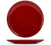 12 platos hondos de cerámica roja h&h de 26x26x3 cm