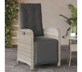 Vidaxl sillón reclinable de jardín con reposapiés ratán pe gris claro
