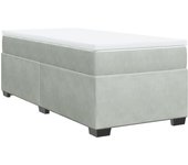 Cama con somier tapizado y colchón de terciopelo gris claro 90x190 cm