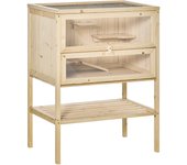 Jaula para hámster pawhut madera natural 60x40x80 cm