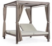 Cenador de jardín con dos camas de exterior estructura de aluminio gris 188x208x205h cm
