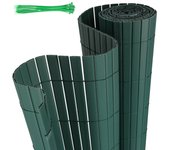 Canisse pvc para el jardín, valla oculta, balcón o terraza doble cara, valla cortaviento para balcón, verde 180 x 1000cm