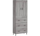 Aparador alto | aparador de comedor | armario de cocina madera contrachapada gris sonoma 69,5x34x180 cm cfw43232