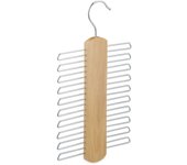 Relaxdays corbatero de madera, percha múltiple, hasta 20 corbatas, gancho giratorio, para armarios y vestidores, natural