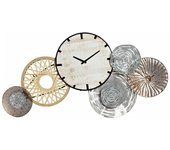 Reloj de pared dkd home decor gris metal círculos madera mdf (99 x 7.6 x 54.3 cm)