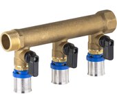 Colector macho - hembra 3/4 - 3 salidas de tubo multicapa a sertir de 3/4 ' con válvulas quick plomberie