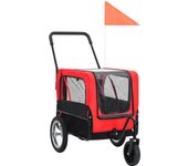 Remolque de bicicleta y cochecito para perros 2 en 1 vidaxl rojo y negro