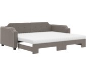 Sofá cama nido con colchón tela taupe 80x200 cm