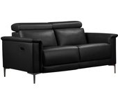 Sofá 2 plazas con 1 reclinable eléctrico en cuero negro pu