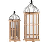 Set 2 faroles antique 35x31x83 / 26x23x65 cm